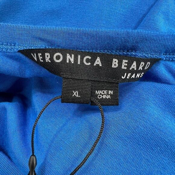 Veronica Beard NWT Sleeveless Ruched Side Midi Haylee Dress Azure Blue Size XL - Picture 6 of 11